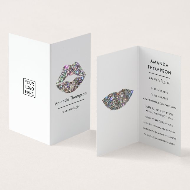 Carte De Visite Dazzling Faux Parties scintillant Lips Maquillage  (Intérieur et extérieur)