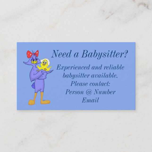 Carte de visite de babysitter (Devant)