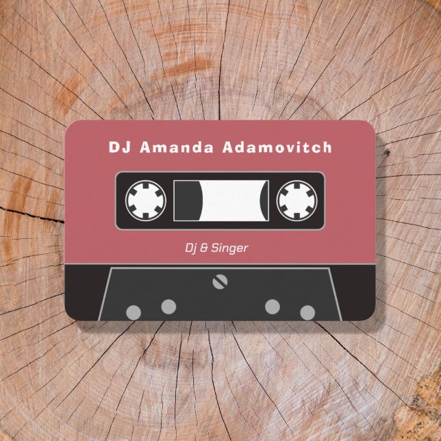 Carte de visite de bande Vintage rouge (Red Vintage Cassette Tape Business Card)