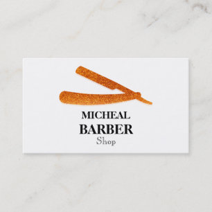 Carte de visite de barbier à lame or Razor simple