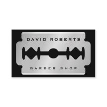 Carte de visite de barbier Lame de rasoir argent n