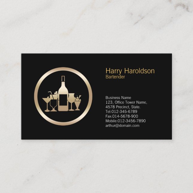 Carte de visite de barman avec lunettes de cocktai (Devant)