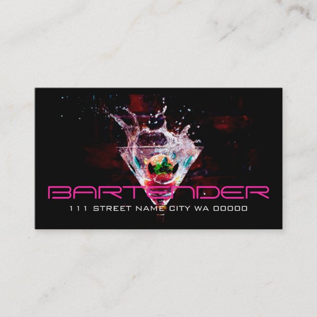 Carte de visite de barman de vie nocturne (Devant)