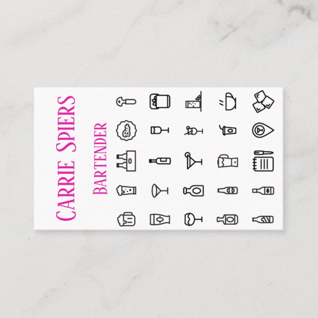 Carte de visite de barman d'événements (Devant)