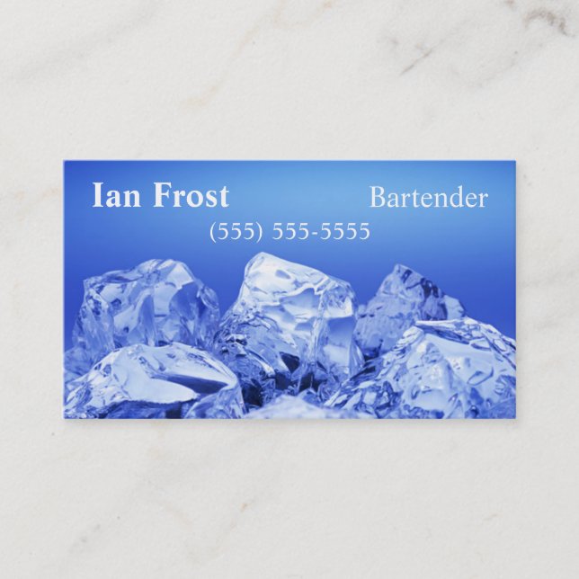 Carte de visite de barman - Glace - Fond blanc (Devant)