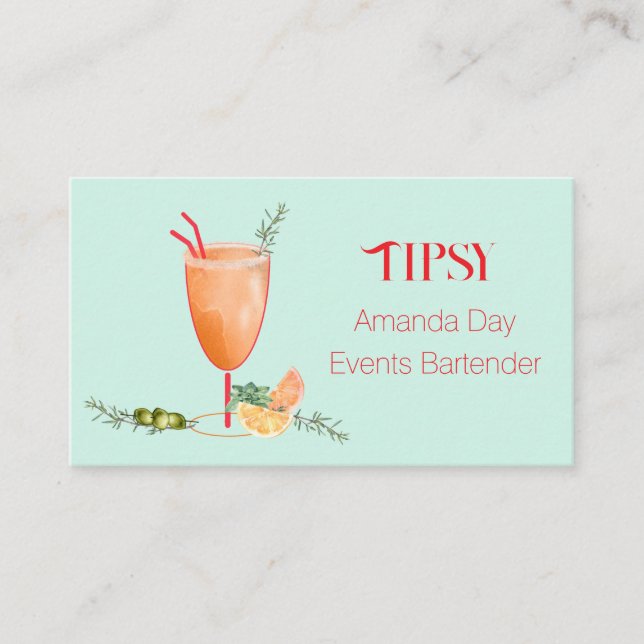 Carte de visite de barman pour cocktail à l'aquare (Devant)