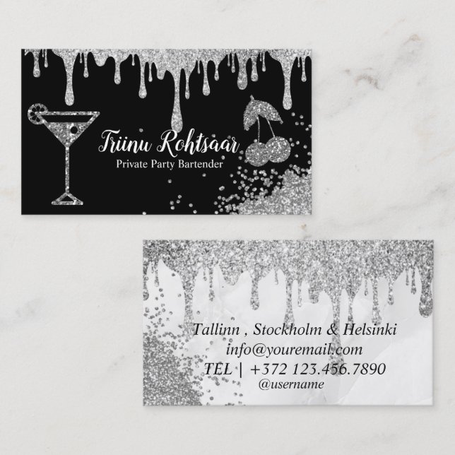 Carte de visite de barman pour soirée privée (Devant / Derrière)