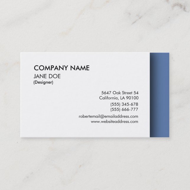 Carte de visite de base avec le détail bleu (Devant)