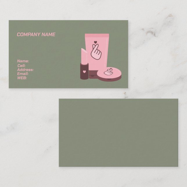 CARTE DE VISITE DE BASE MAQUILLEUSE PROFESSIONNELL (Devant / Derrière)