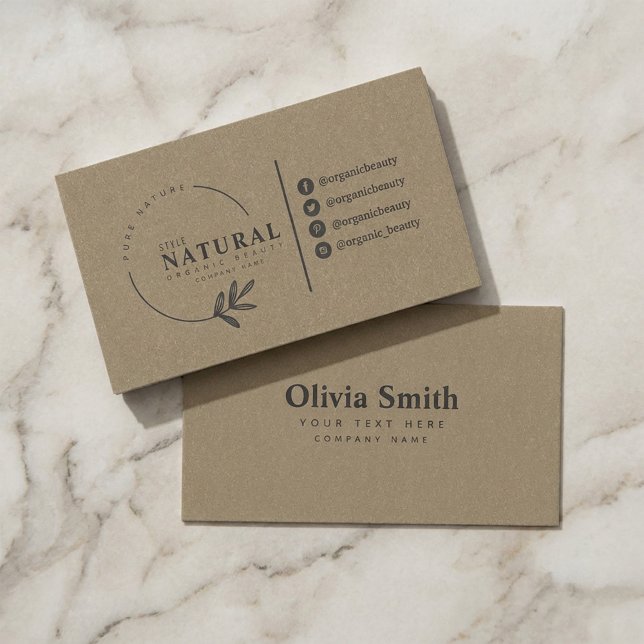 Carte de visite de beauté biologique feuille (#OrganicBeauty#NaturalBeautyBrand#EcoFriendlyDesign#SkincareBranding#CleanBeauty#SustainableBra)
