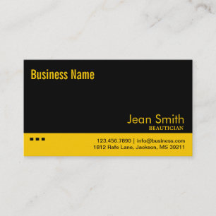 Carte de visite de beauté noir et jaune