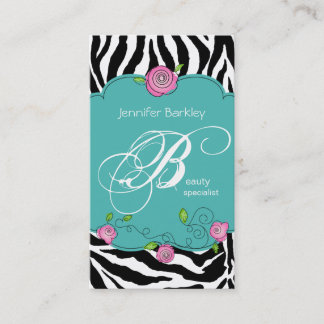 Carte de visite de beauté Zebra Rose Salon Rose Bl
