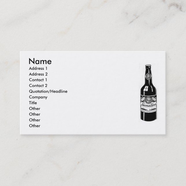 Carte de visite de bière Tacoma (Devant)