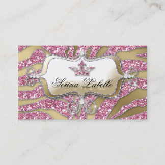 Carte de visite de bijoux Sparkle Zebra Crown Rose