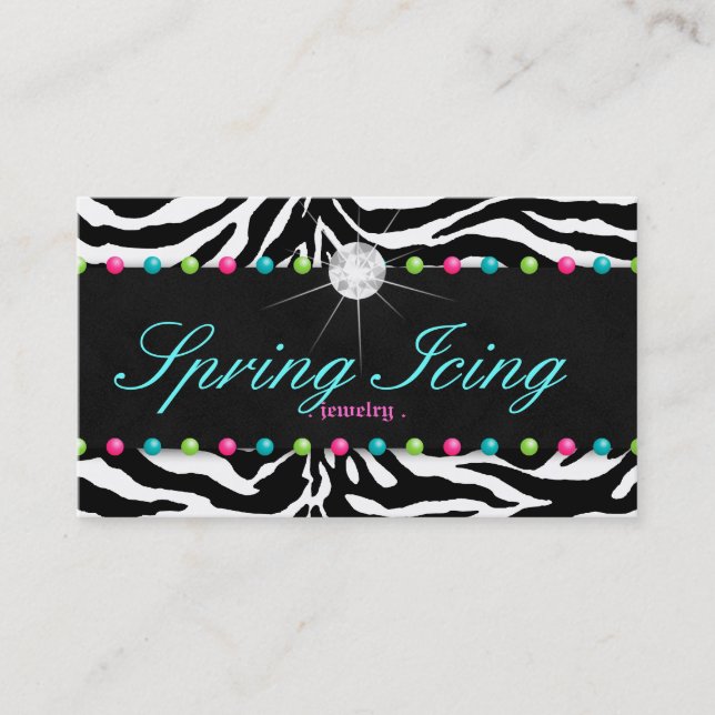 Carte de visite de bijoux Zebra Spring Dots Diamon (Devant)