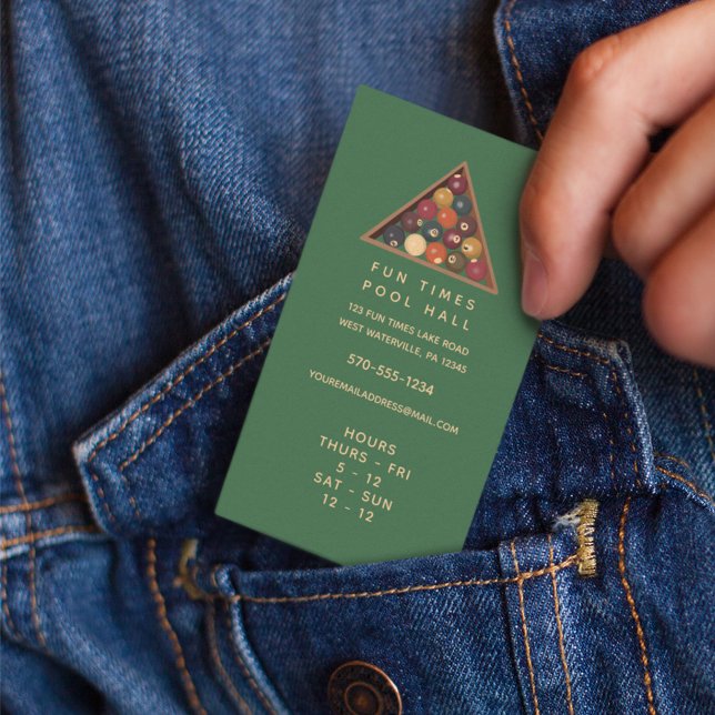 Carte de visite de billard avec Heures (Créateur téléchargé)