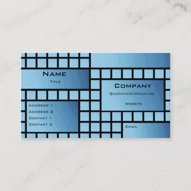 Carte de visite de blocs funky, Bleu profond (Devant)