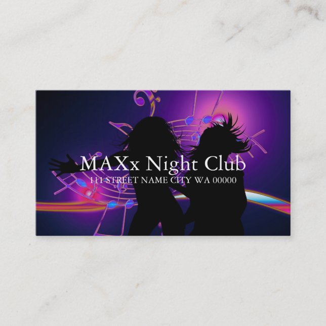 Carte de visite de boite de nuit cool de bar de da (Devant)