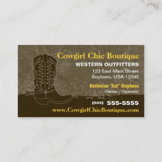 Carte de visite de botte de cowboy