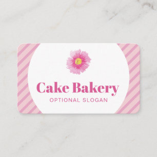 Carte de visite de boulangerie à rayures roses mod