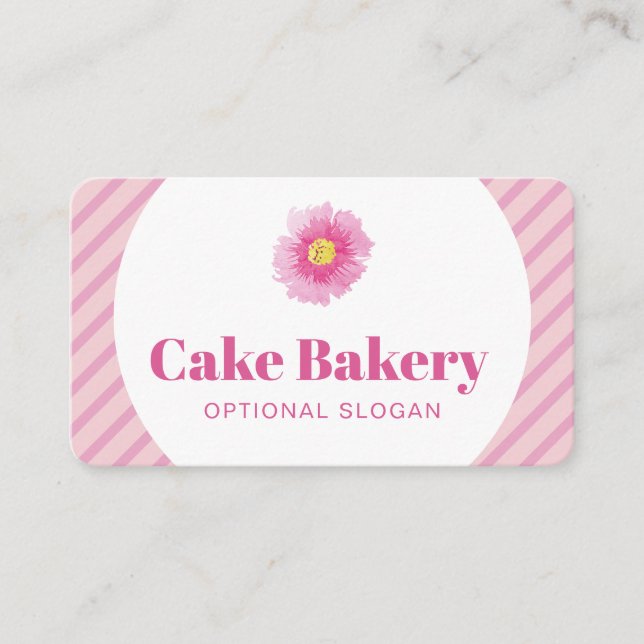 Carte de visite de boulangerie à rayures roses mod (Devant)