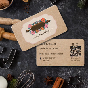 Carte de visite de boulangerie à rouleau à pâtisse