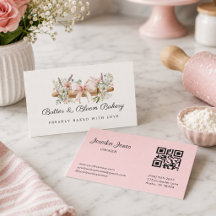 Carte de visite de boulangerie à rouleau floral