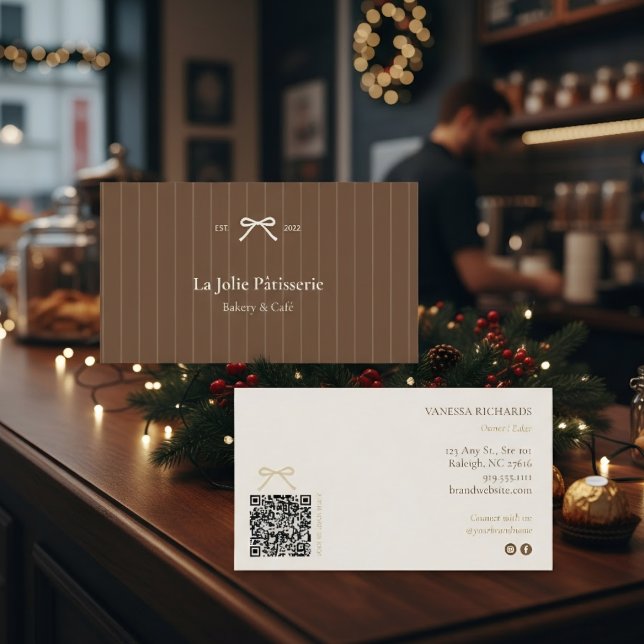 Carte de visite de boulangerie avec code QR à rayu (Créateur téléchargé)