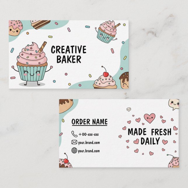Carte de visite de boulangerie Cupcake (Devant / Derrière)