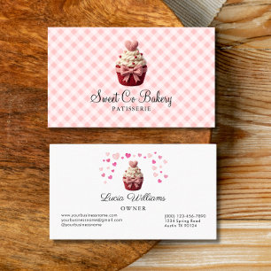 Carte de visite de boulangerie Cupcake Faux Croche