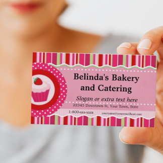 Carte de visite de boulangerie fraise Cupcake