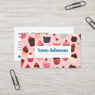 Carte de visite de boulangerie moderne Cupcake Swe