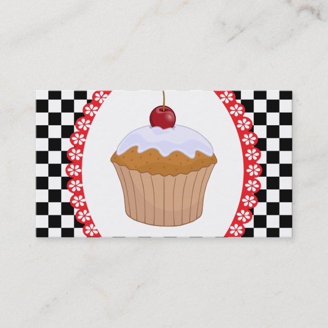 Carte de visite de boulangerie Muffin Damier (Devant)