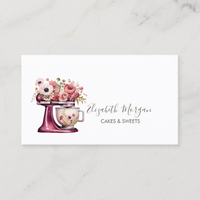 Carte de visite de boulangerie Simple Red Mixer Fl (Devant)