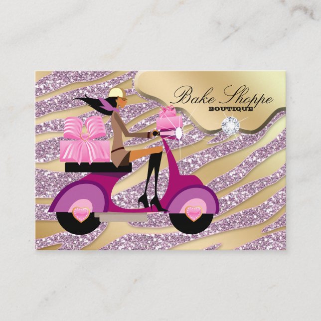 Carte de visite de boulangerie Zebra Rose Gold Spa (Devant)