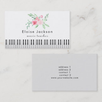 carte de visite de bouquet rose pianiste