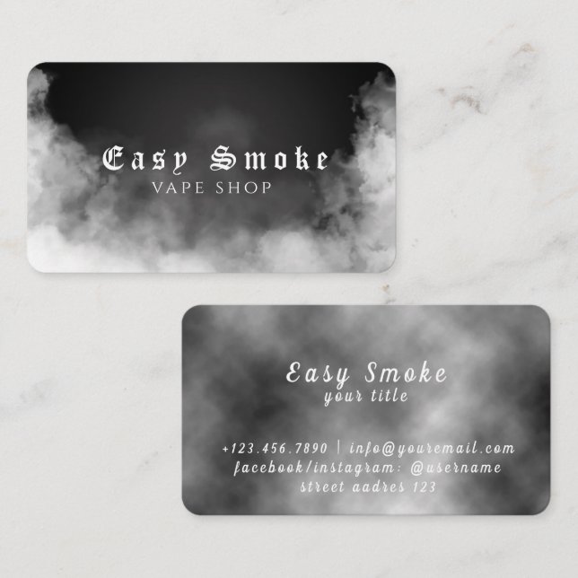 Carte de visite de boutique Black White Smoke Vape (Devant / Derrière)