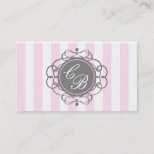 Carte de visite de boutique chic rose et gris