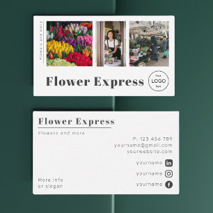 Carte de visite de boutique de fleurs fleuriste ma