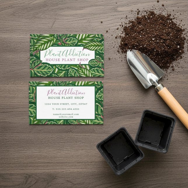 Carte de visite de boutique de plantes de jungle (Jungle house plant shop business card.)