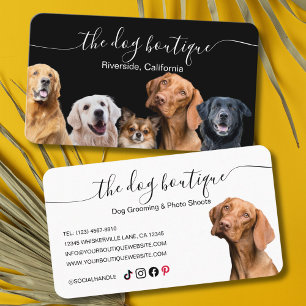 Carte de visite de boutique pour chiens noir et bl