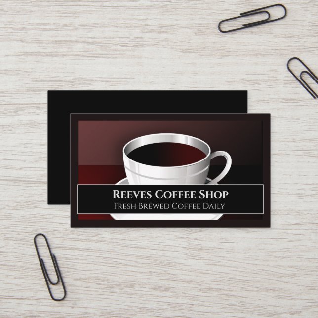 Carte de visite de café (Devant/Arrière en situation)