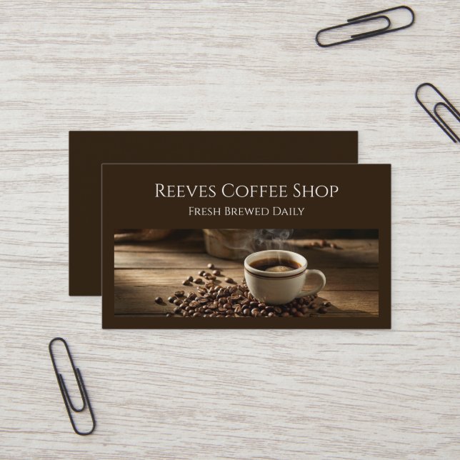 Carte de visite de café (Devant/Arrière en situation)