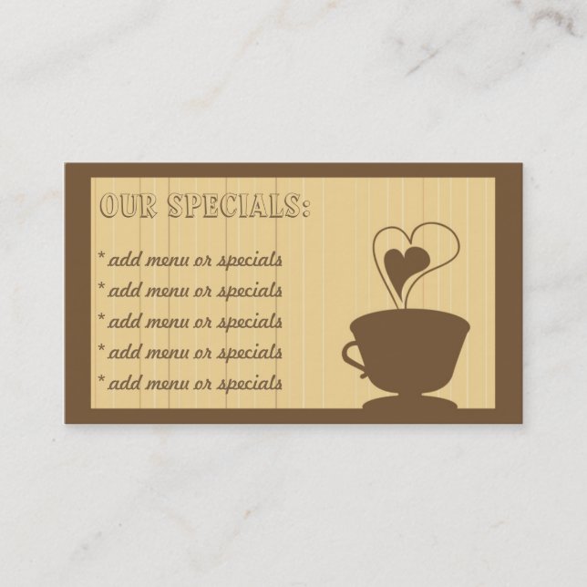 Carte de visite de café et de café de gâteaux (Devant)