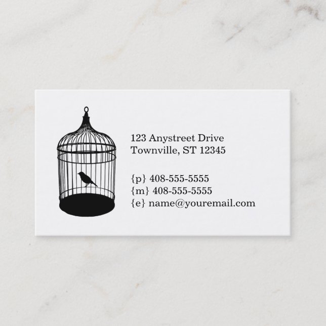 Carte de visite de cage à oiseaux (Devant)