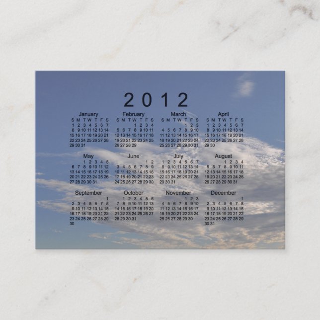 Carte de visite de calendrier de 2012 poches (Devant)