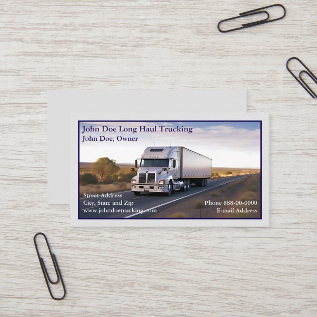 Carte de visite de camionnage (Devant/Arrière en situation)
