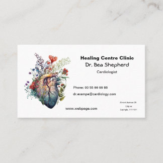 Carte de visite de cardiologue anatomie du cœur à