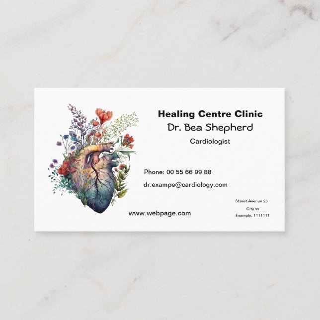Carte de visite de cardiologue anatomie du cœur à  (Devant)
