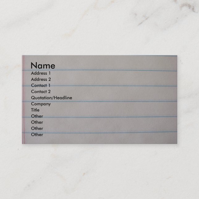 Carte de visite de carnet d'école (Devant)